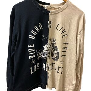 Cut & Paste Black and Tan Graphic Long Sleeve Tee